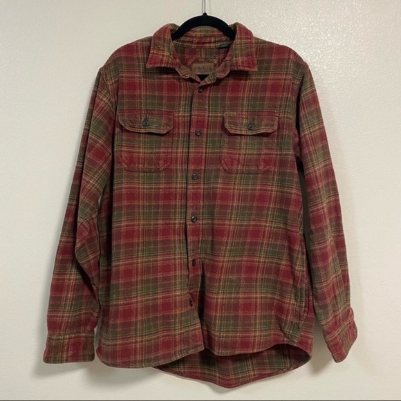 Orvis Big Bear Heavy Weight Flannel button up Red Green Plaid mens Size Medium - Picture 1 of 16
